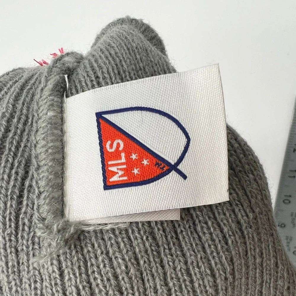 MLS New England Revolution‎ Beanie Hat Gray Red Pom Cuffed Knit Soccer Cap NWT
